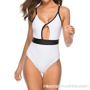 Coco-Z Women's Solid Swimsuit Hollow Swimwear Bathing Monokini Push Up Padded Beach Sports Bikini Beachwear White B07P7S98DK